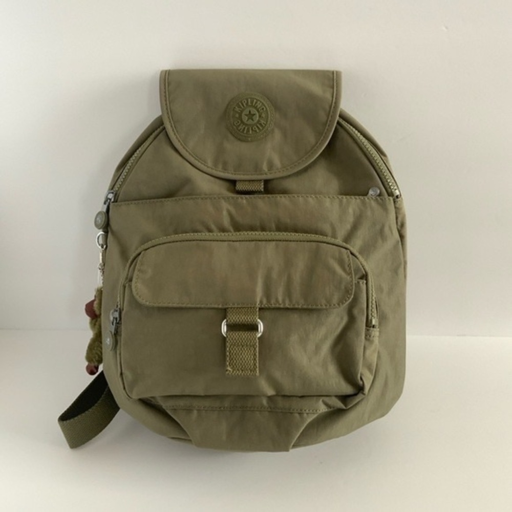 Kipling Olive Backpack With Monkey Keychain - image 5